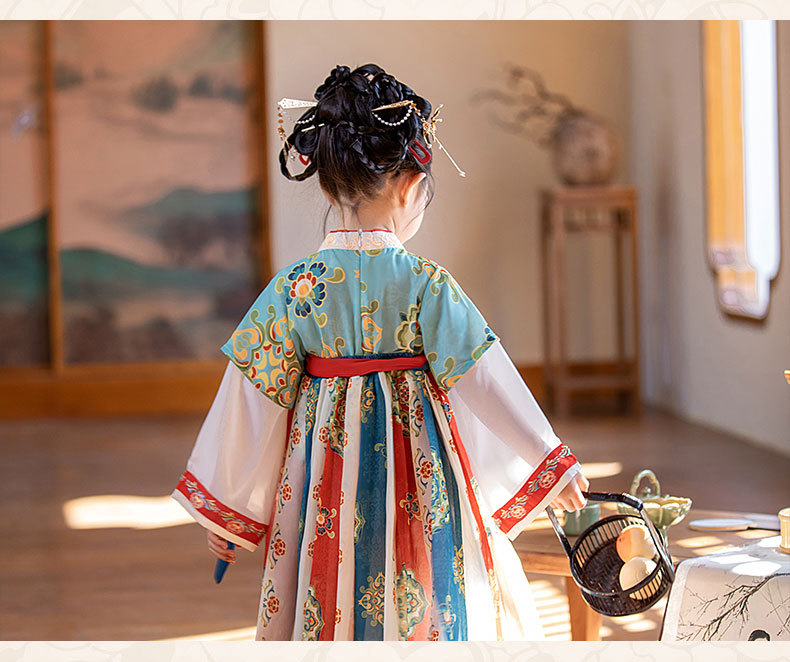 国潮汉服女童夏季新款原创唐装刺绣襦裙女孩幼儿园演出超仙连衣裙批发详情13