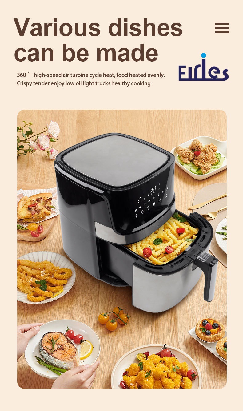 Household air fryer, electric fryer, 8L cross-border export capacity, healthy fryer, stainless steel, WiFi-connected fryer pic 2