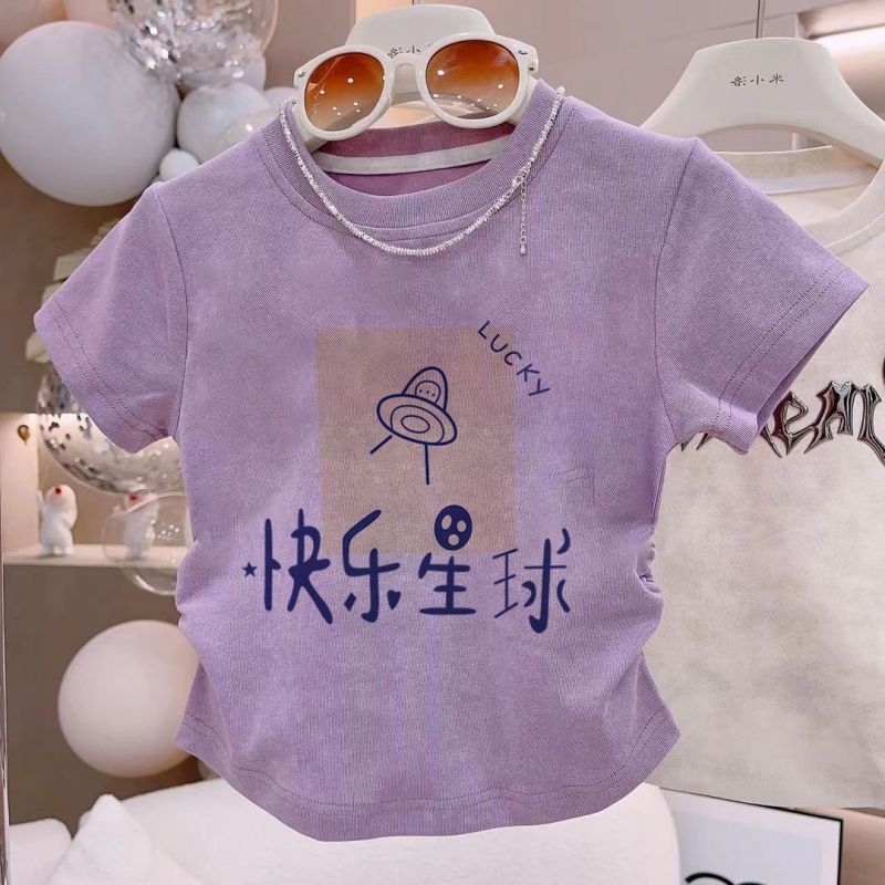 儿童夏季新款纯棉短袖T恤女童洋气上衣宝宝百搭打底潮款抖音爆款详情4