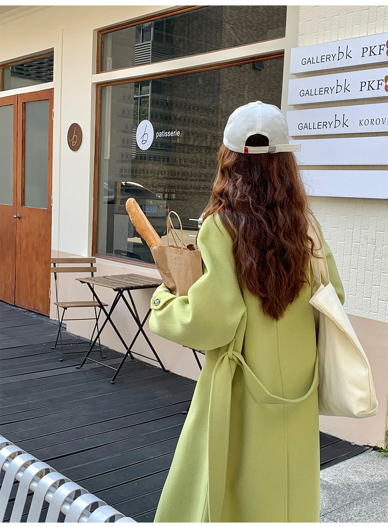 Q469 Dongdaemun Double-sided Cashmere Coat Korean version Autumn and Winter New Style Wool Tie suit collar woolen coat for women pic 27