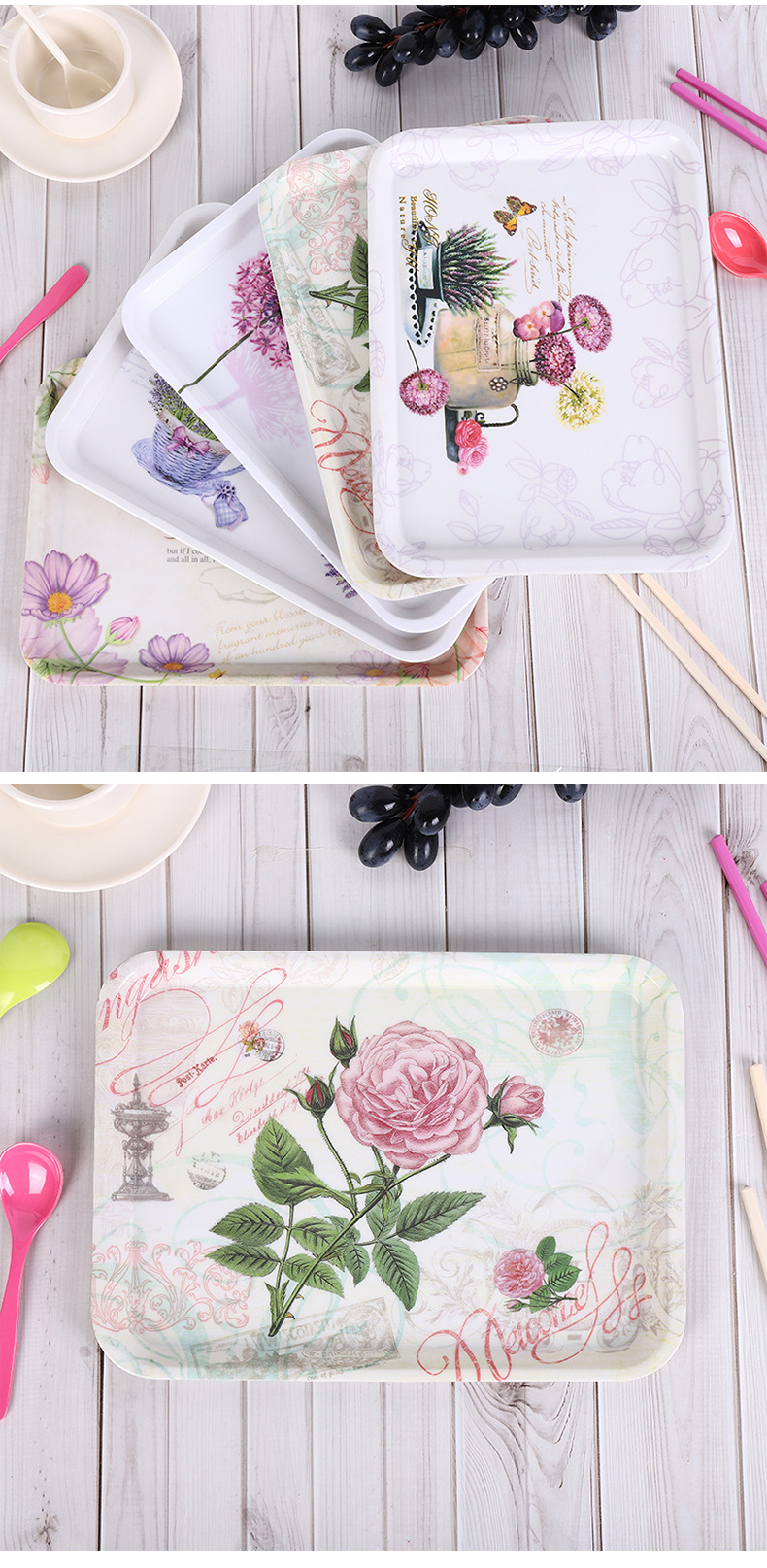 厂家定制 时尚印花长方形密胺托盘干果饮料水果置物盘 现货可定制详情13