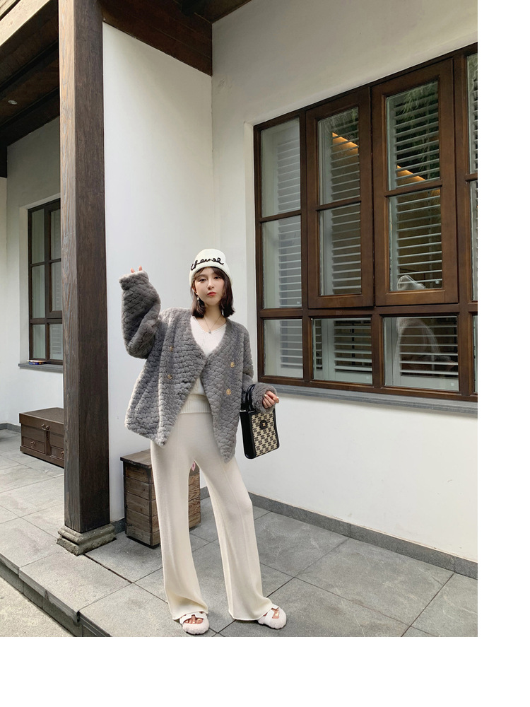 冬季新年羊羔毛皮草短款女网红羊剪绒布加迪全羊毛年轻短外套详情59