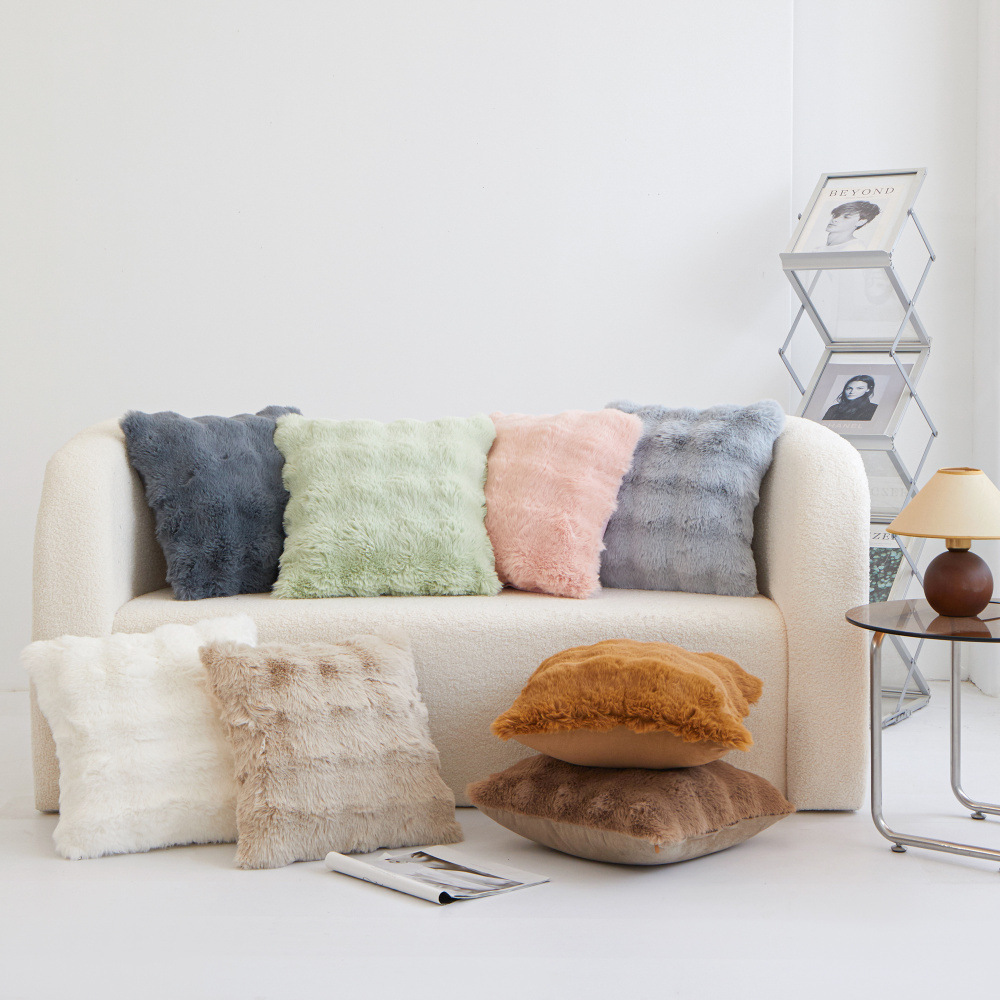 泡泡绒毛绒靠垫套居家沙发现代简约仿兔毛抱枕套卧室床头装饰抱枕详情14