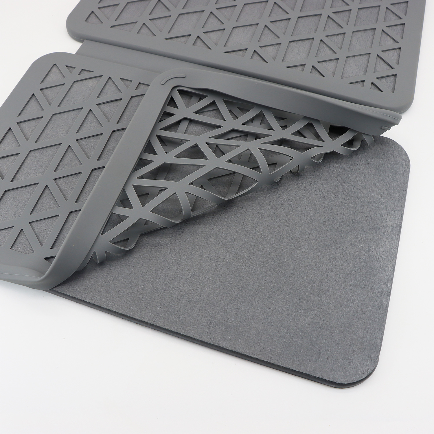 HYTSOW/ Huiyuan kitchen drying mat: Modern, fashionable, creative, simple and elegant, high-end dining mat, square silicone draining mat, diatomite quick-drying, gray diatom mud absorbent mat pic 23
