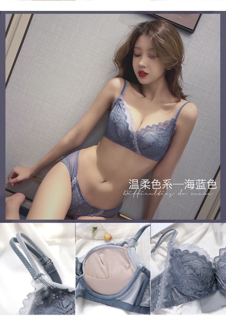广东汕头蕾丝内衣女小胸聚拢防下垂无钢圈揭阳女士法式文胸罩套装详情20