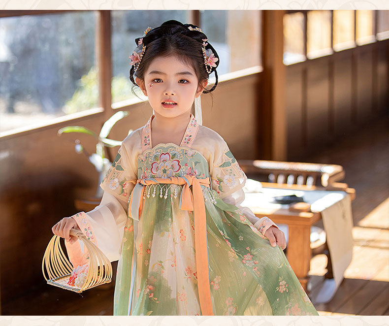 国潮女童汉服夏季新款樱花季古装拍照中国风夏季襦裙小女孩超仙公主裙详情13