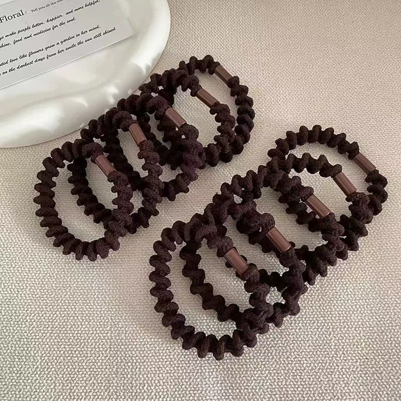 Chocolate thread hair tie, high elasticity, thick and durable rubber band, no damage to hair. High ponytail bun hair tie, female pic 8
