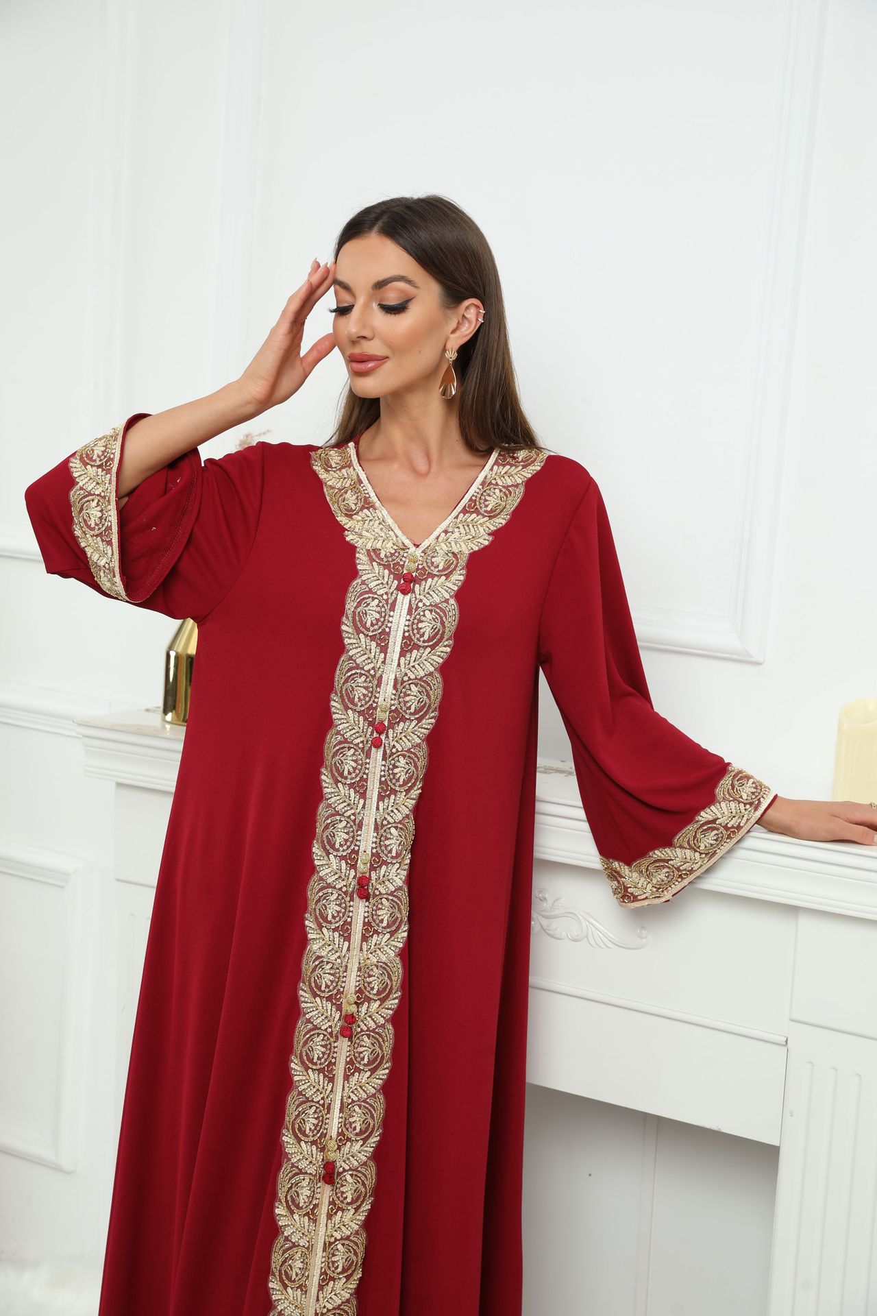 ZD001 abaya外贸电商中东跨境穆斯林女装长袍连衣裙详情5