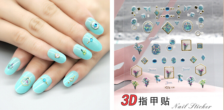 3D nail stickers, nail art stickers, laser stickers, new process, super adhesive back glue process pic 34