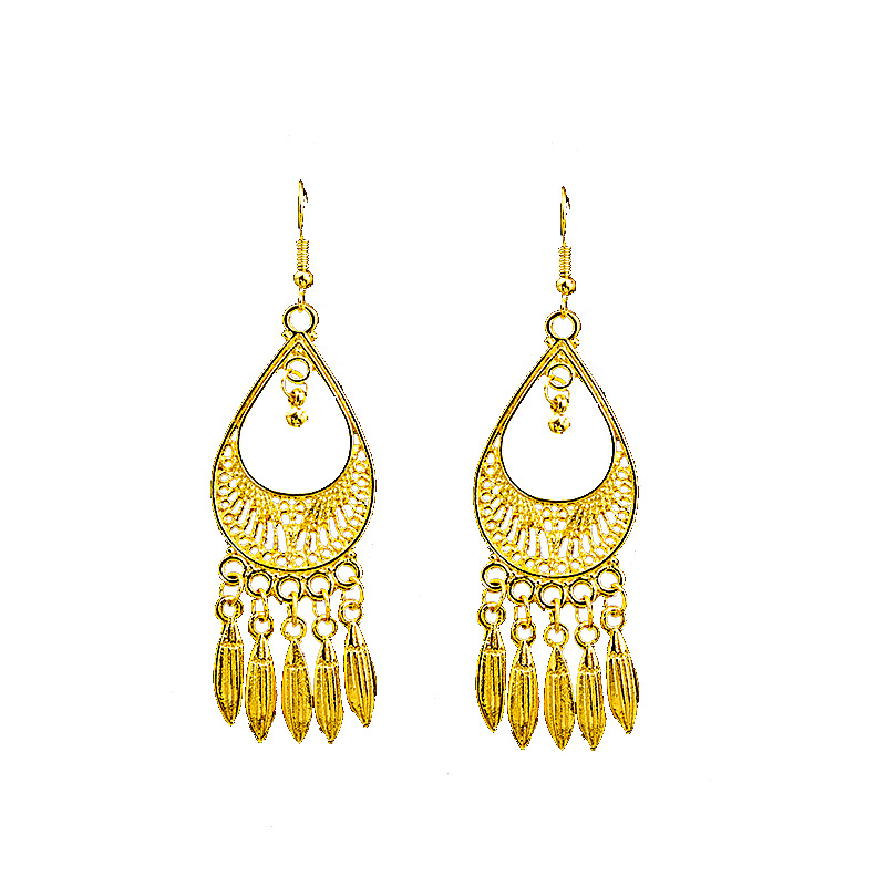 Ethnic-style peacock earrings, golden bell tassel earrings, Bohemian leaf pendants, scenic area earrings wholesale pic 13