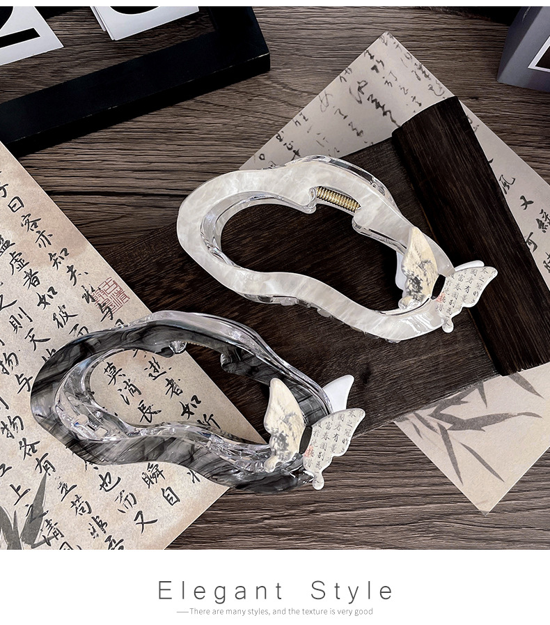 新款发饰抓夹云朵仿古风亚克力材质大号后脑盘发夹一字款头饰发卡详情4