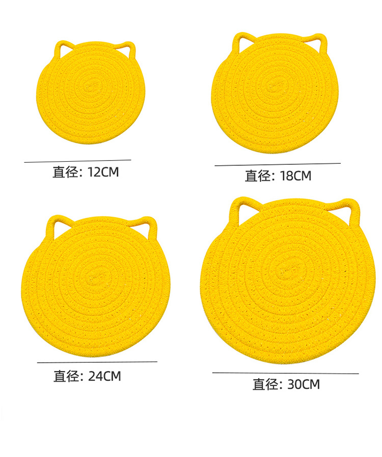 北欧ins棉绳编织餐垫 防烫杯垫 猫儿朵形餐桌垫 加厚家用隔热垫子详情7