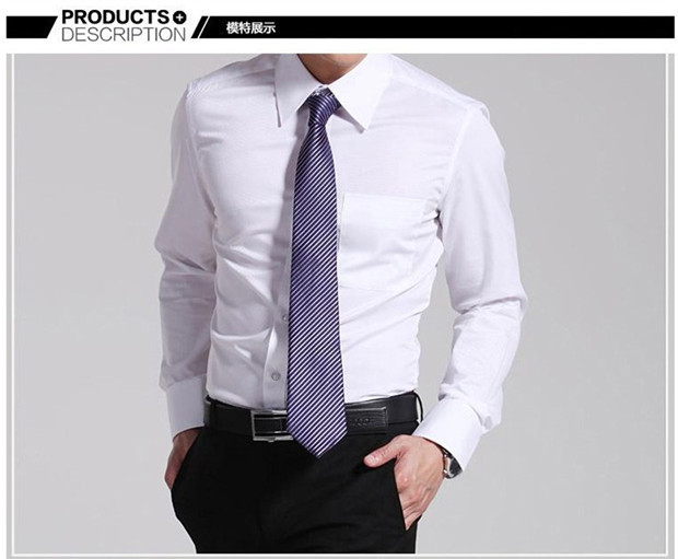 Primavera 2024 camisas blancas de manga larga para hombres modelo de color sólido juventud slim fit negocios ropa de trabajo sin plancha ropa de trabajo para hombres pic 9