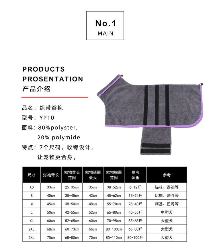 Pet bathrobes, quick-drying absorbent dog clothes, ultra-fine fiber, fashionable and cute dog bath towels, pet clothing and supplies pic 1