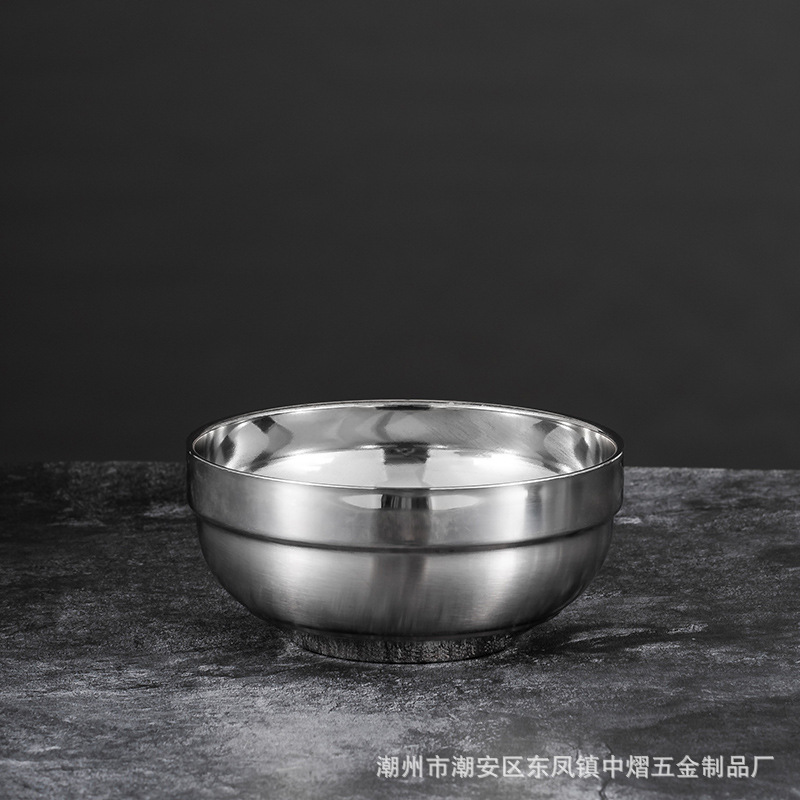 加厚不锈钢碗304食品级双层防烫铂金汤碗成人儿童饭店食堂饭碗详情10