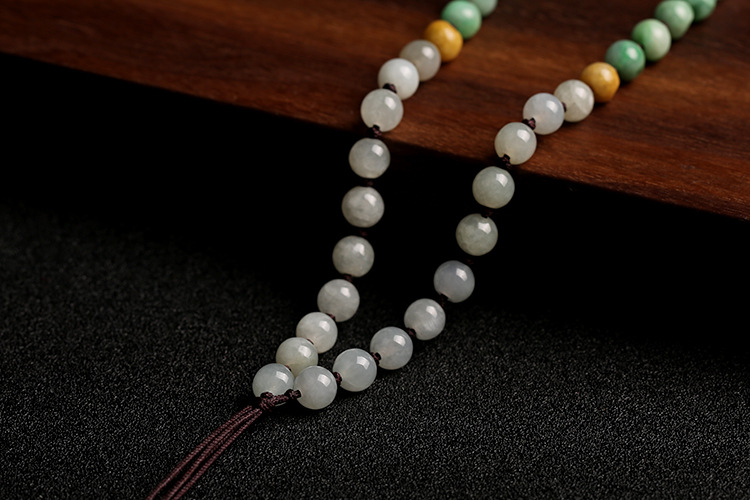 Natural jadeite A-grade round beads 7mm woven necklace rope round bead pendant hanging rope jadeite bead chain pic 8