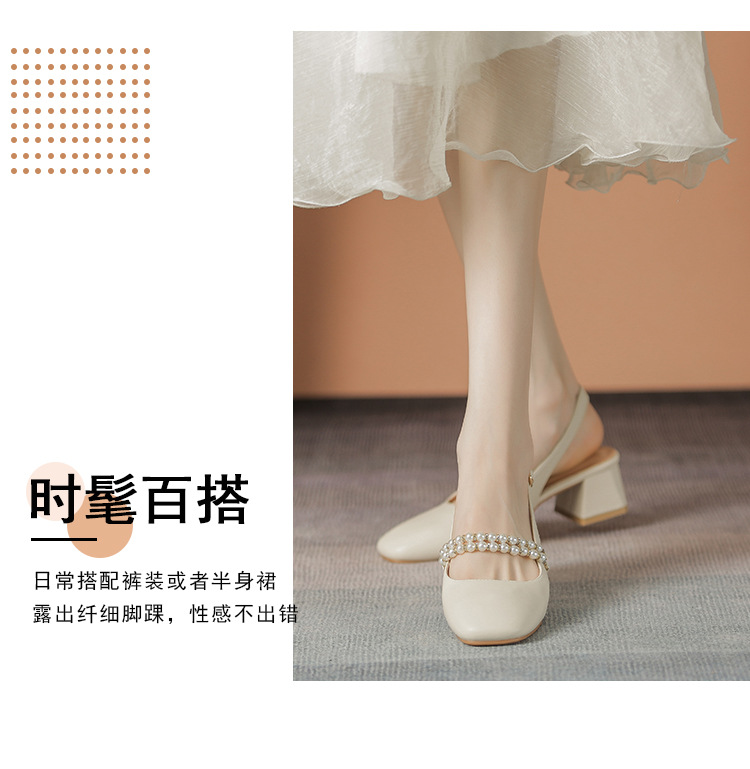 包头凉鞋女春季新款方头单鞋中粗跟气质法式高跟玛丽珍女鞋详情11
