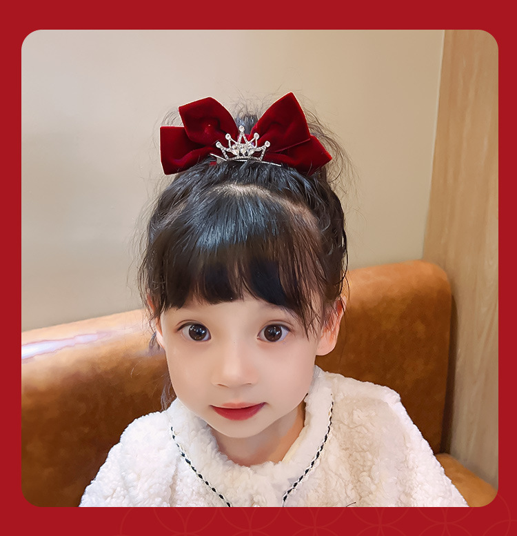 儿童新款皇冠蝴蝶结发夹小女孩新年发饰公主发卡夹子宝宝新款头饰详情11