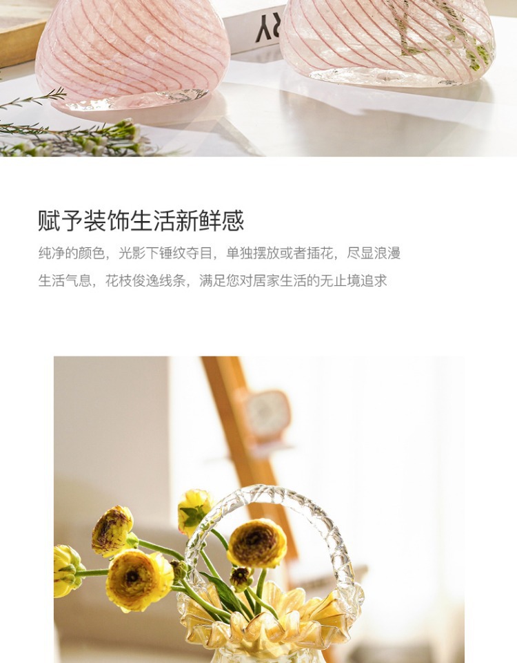 High-end, exquisite and light luxury glass handbags, vases, glass flower baskets, living room home soft decoration, flower arrangement ornaments pic 5