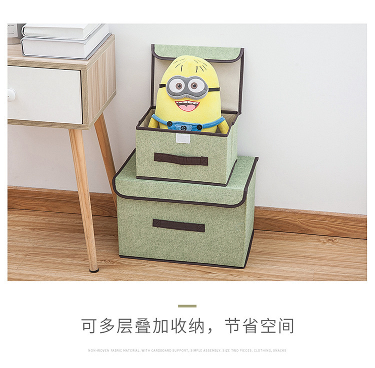 Wholesale of foldable clothing and sundries portable dust-proof storage boxes with LIDS and folding storage boxes made of faux linen fabric pic 14