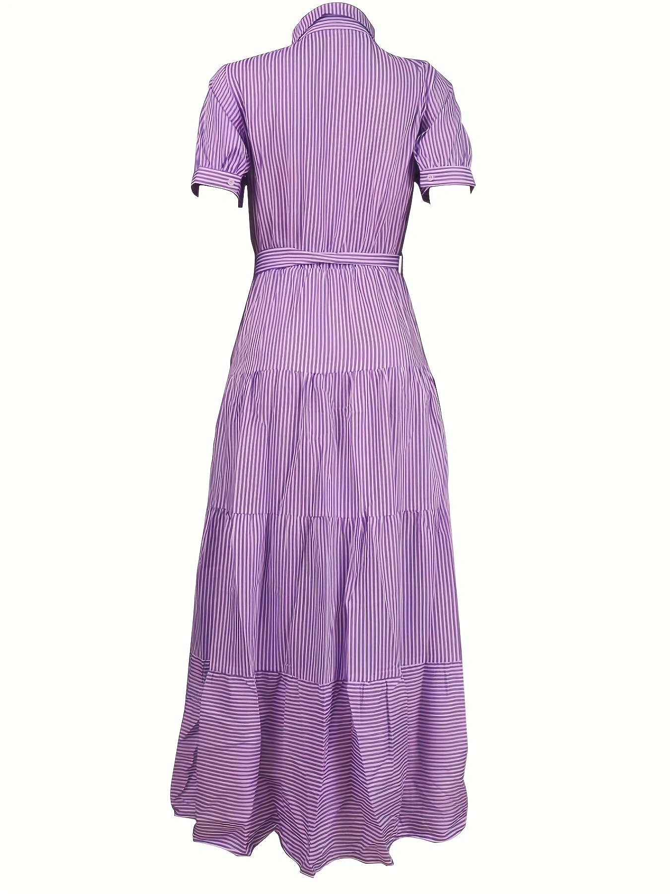 FD492 in stock 2024 Cross-border new Amazon fashion striped short-sleeved loose mid-length dress pic 45