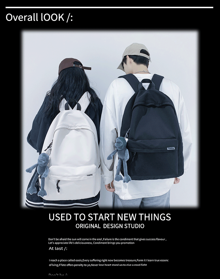 A large-capacity, ins, trendy and cool, canvas, simple grey backpack for boys in junior high school, senior high school and college pic 2