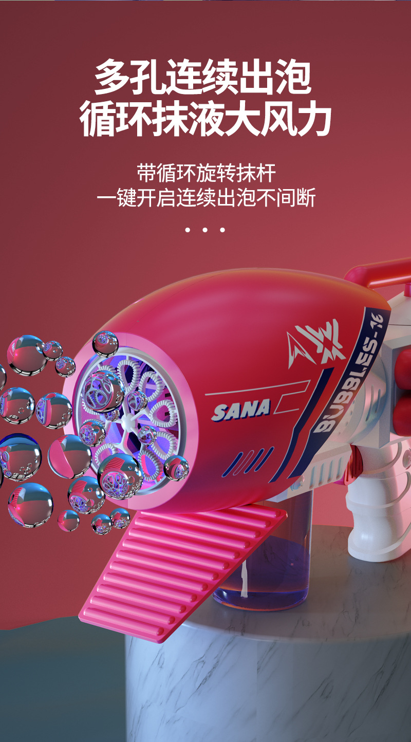 跨境爆款2023新款电动儿童全自动发光泡泡发射器加特林泡泡机玩具批发详情6
