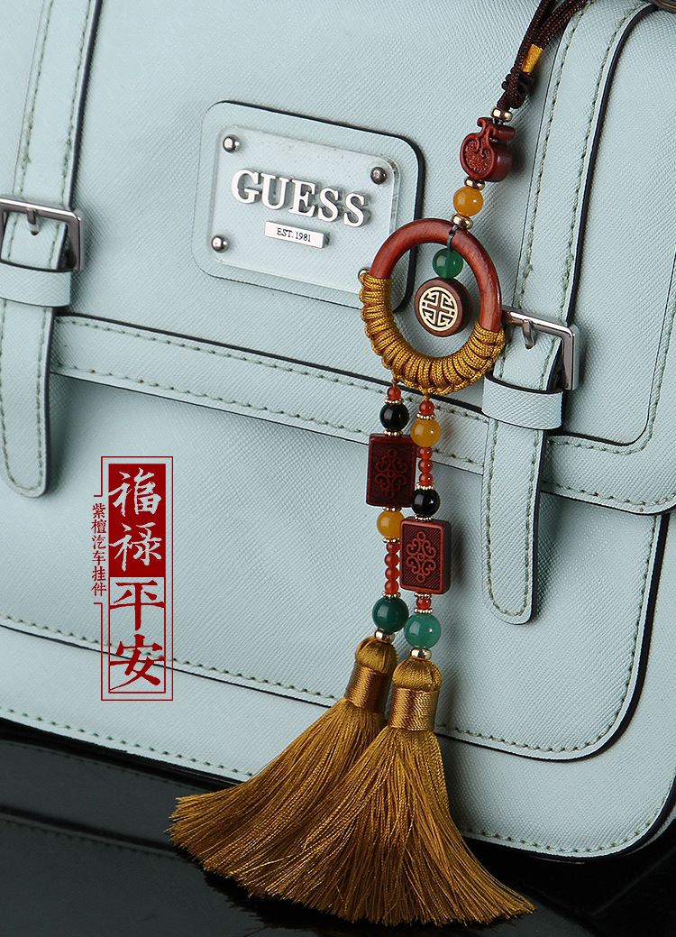 Factory direct sales of new ethnic-style rosewood car interior high-end car safety art pendant AXJS001 pic 6