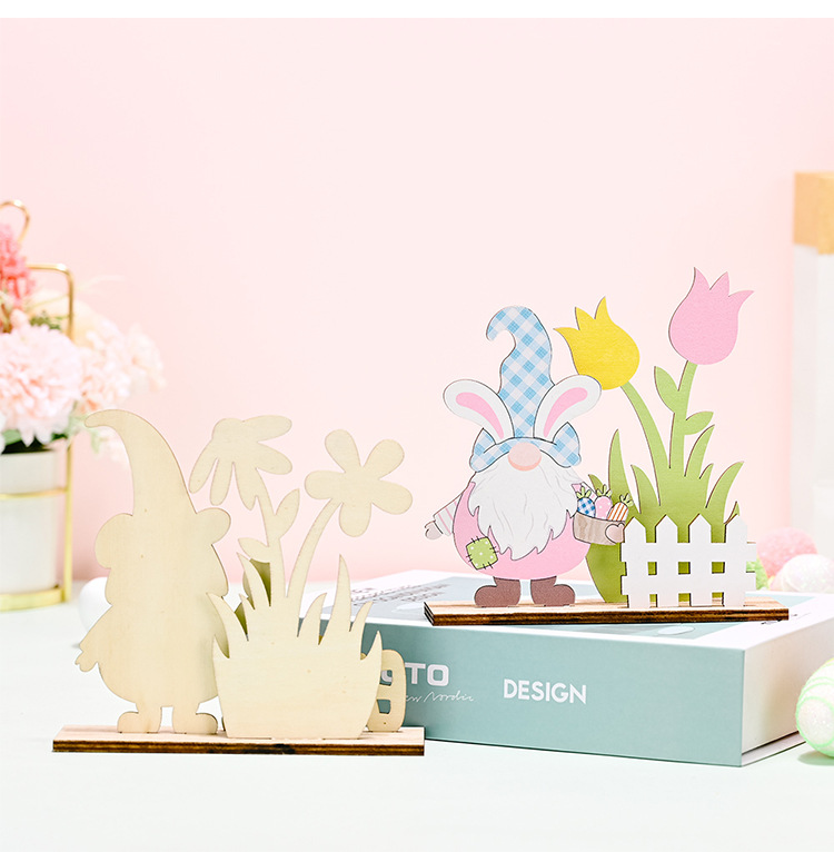 New cross-border Haobei Easter decorations, Easter wooden printed ornaments, Easter atmosphere setting pic 10