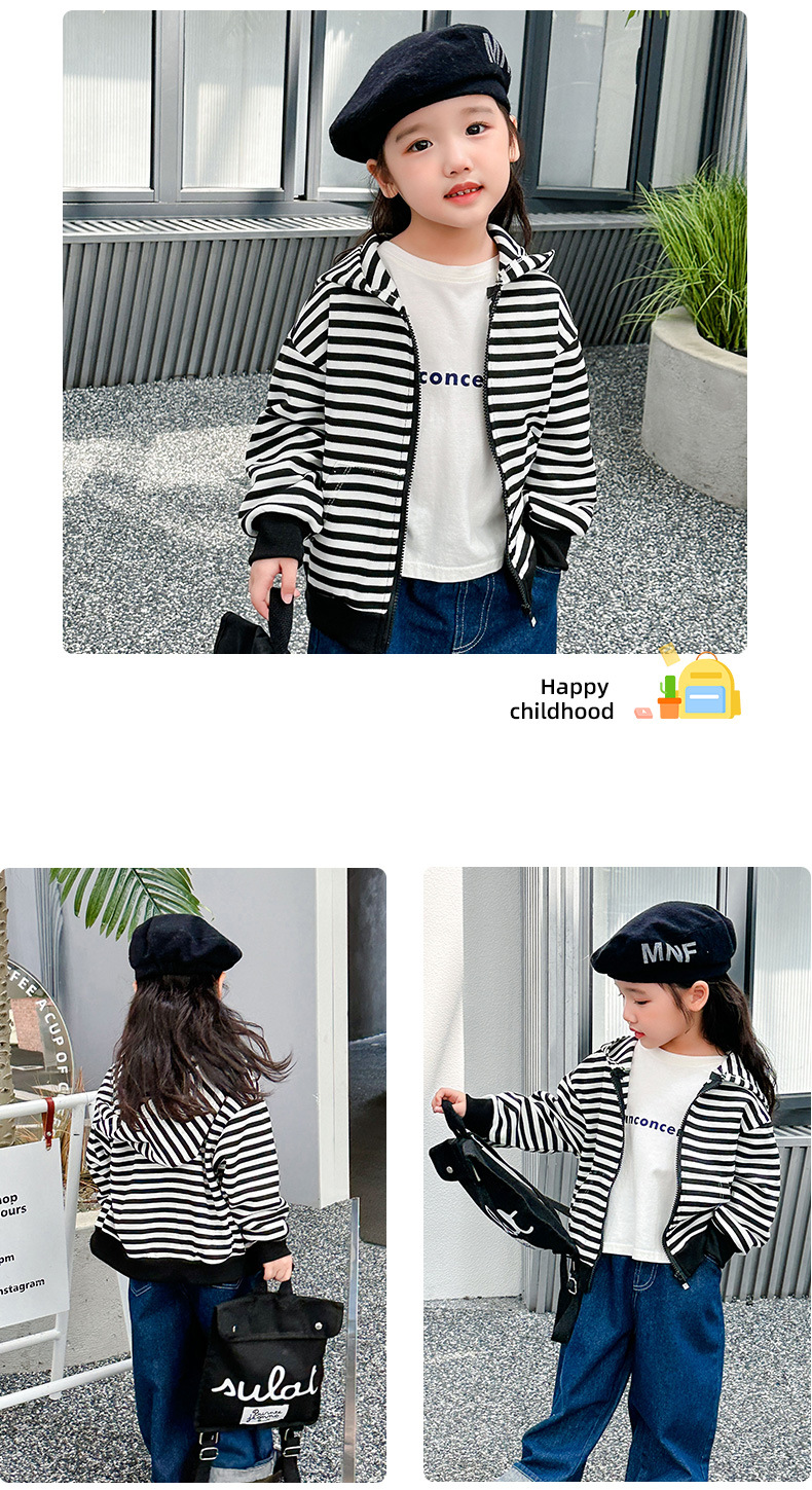 Niños primavera/otoño niños tops hombres bebé zipper abrigos niñas rayas multiplo korean version hoodie hoodies pic 9