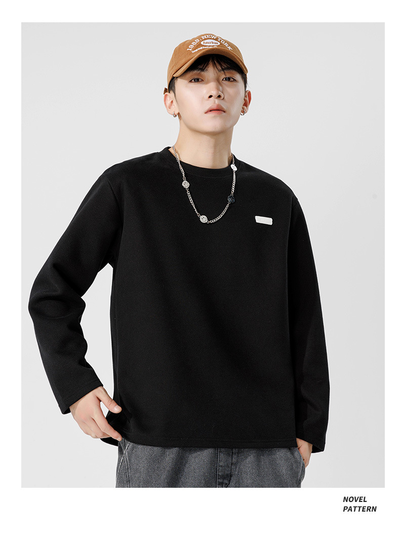 鲲海鹏云基础长袖T恤男秋冬宽松圆领内搭上衣潮流休闲男士打底衫详情21