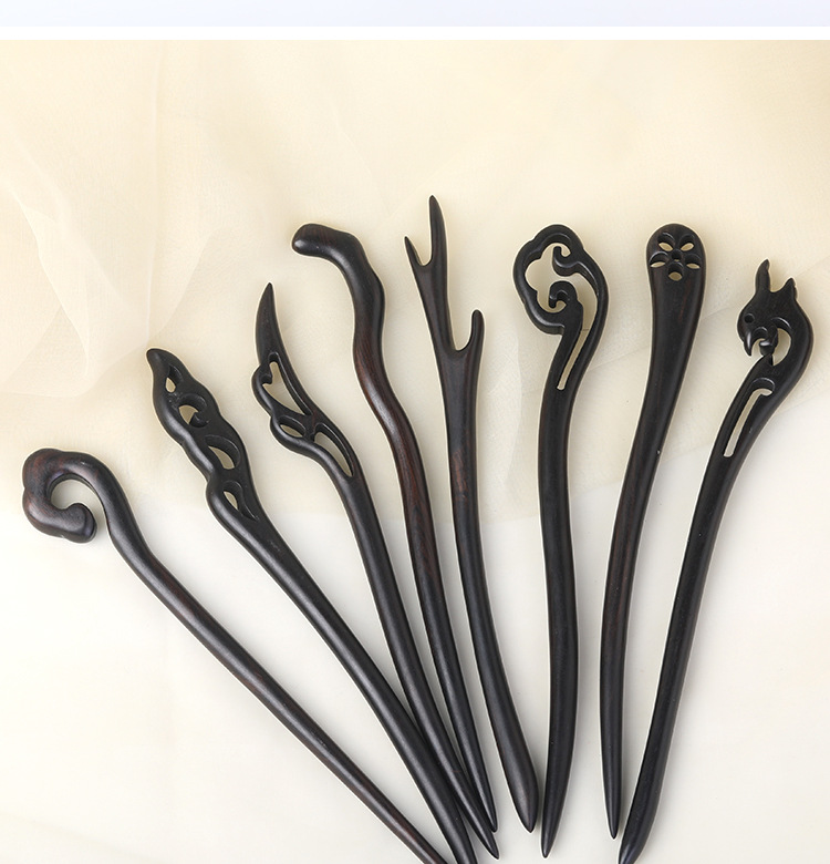 黑檀木发簪古风簪子绿檀木簪 高级感新中式盘发头饰木质发钗批发详情3