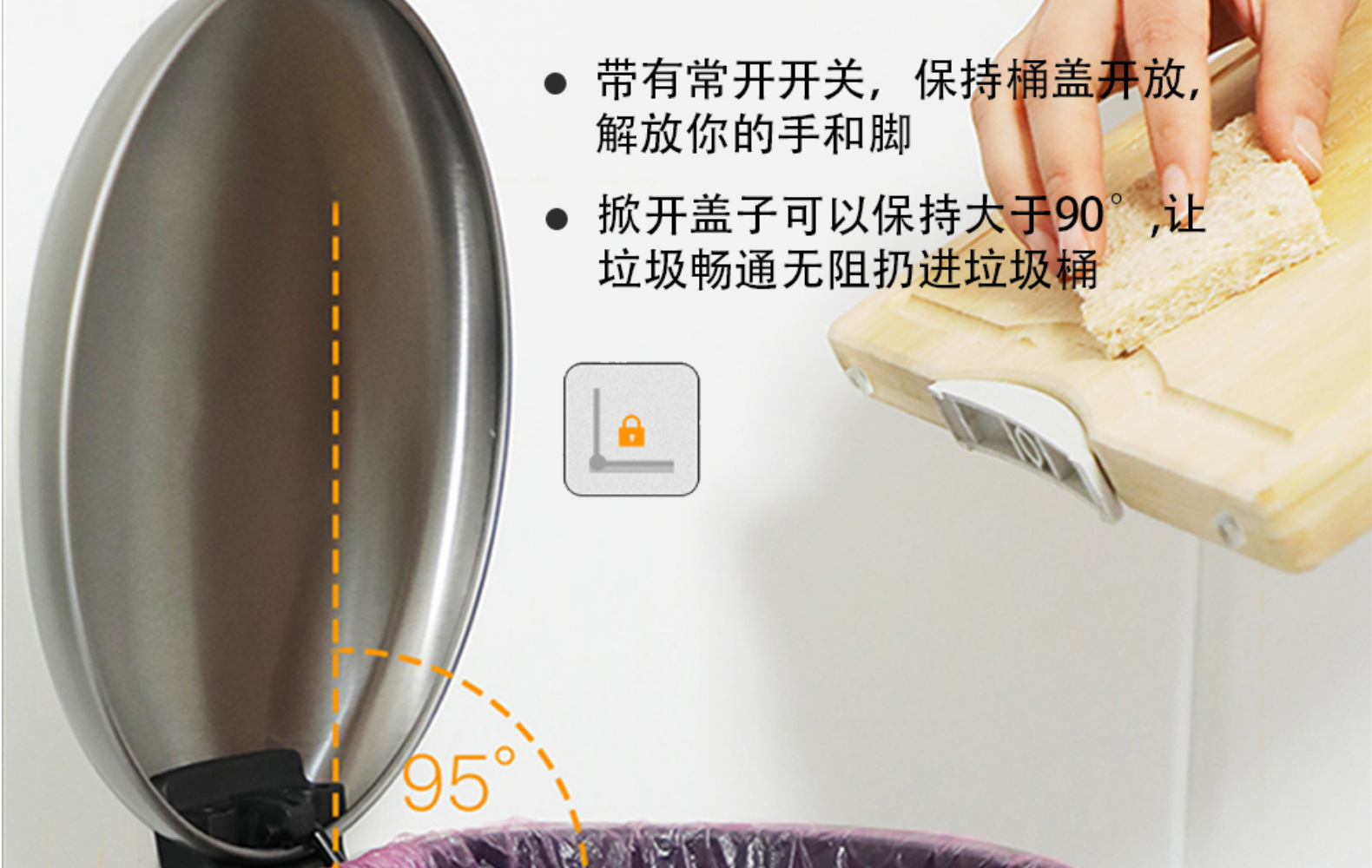 广州南方 厂家直销房间厨房酒店圆形脚踏桶脚踏式不锈钢垃圾桶详情5