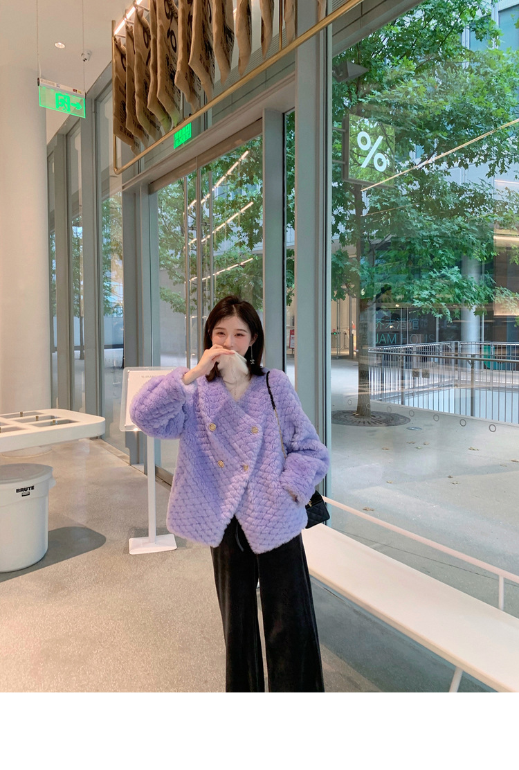 冬季新年羊羔毛皮草短款女网红羊剪绒布加迪全羊毛年轻短外套详情68