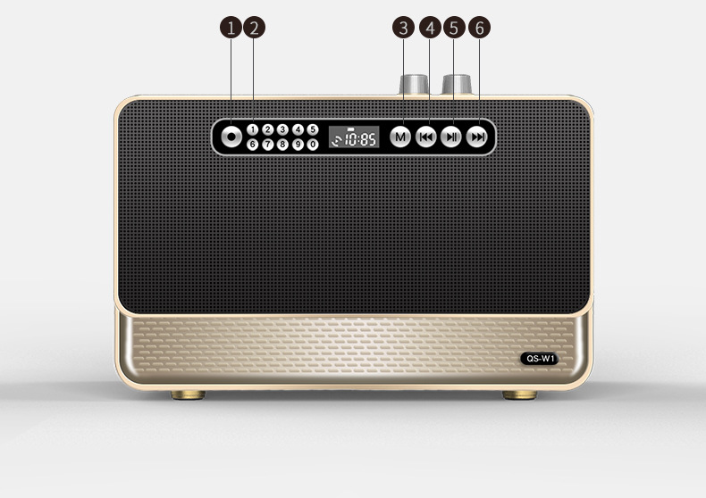 W1 Home high-power Bluetooth speaker, wooden high-volume heavy subwoofer, USB flash drive speaker, HiFi retro radio pic 14