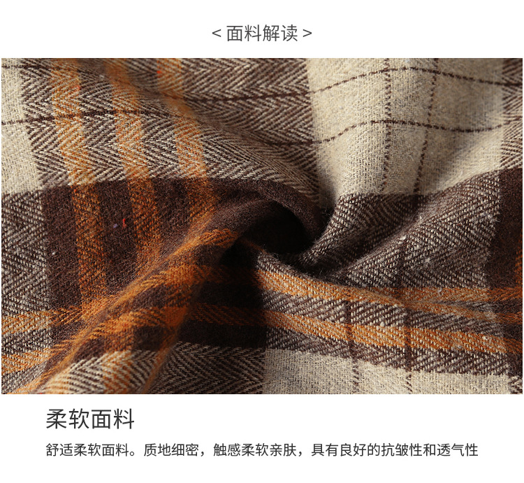 复古格子衬衫女长袖秋冬装新款中长款宽松上衣设计感小众磨毛衬衣详情10