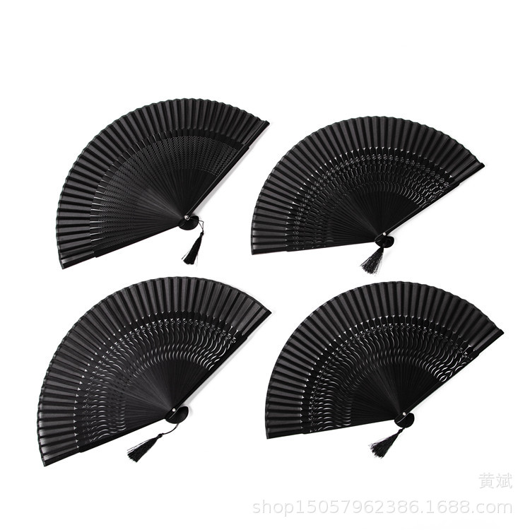 烤漆黑色红色扇子折扇中国风女式古风古典舞蹈扇工艺扇亚马逊扇详情1