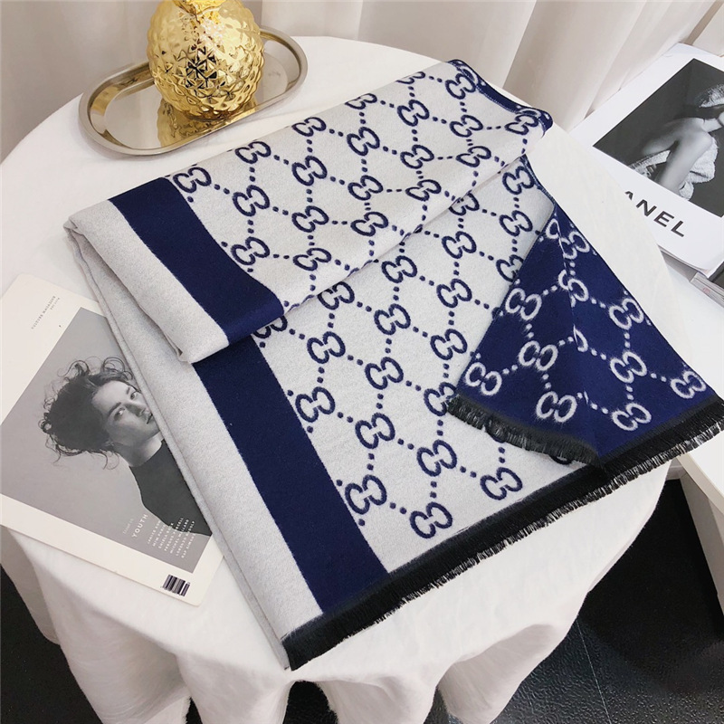 英伦格子围巾女冬季 羊绒混纺字母大披肩 千鸟格流苏潮牌羊绒围巾详情23