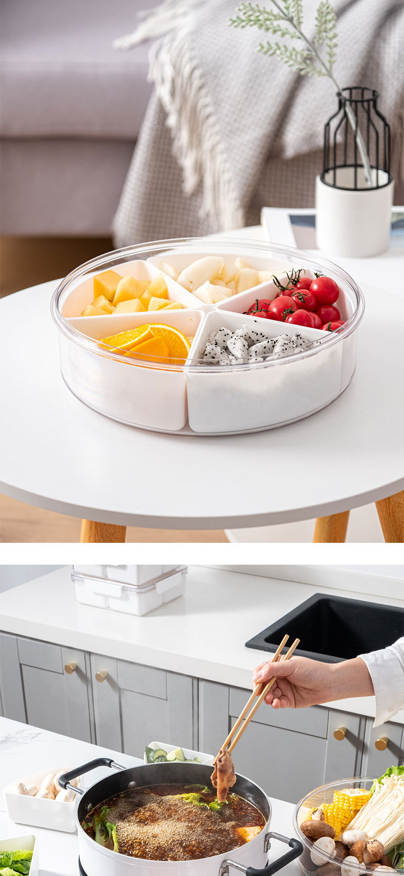 Yimijia Split Fruit Plate, Candy storage box, Home living room Fruit plate, New Year Snacks, Sunflower Seeds and Dried Fruit plate pic 10