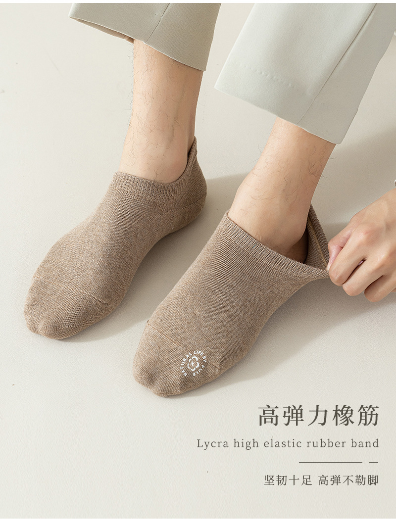工厂直销春夏新款精梳棉隐形船袜不掉跟男士防臭短袜纯色防滑男袜详情6
