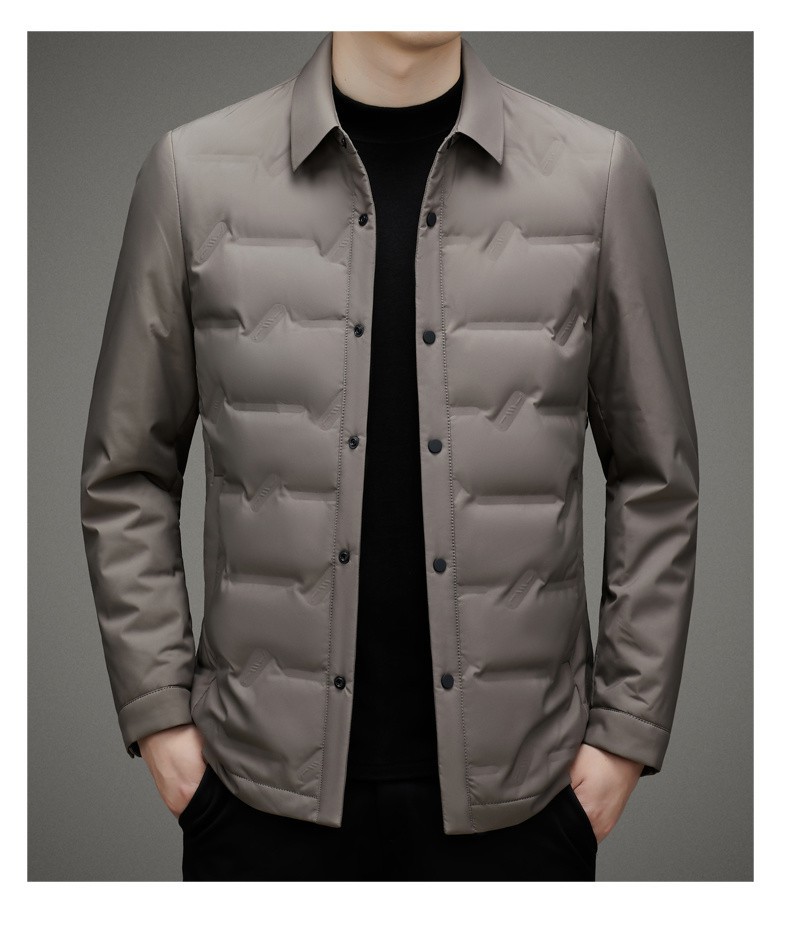 登贝文白鸭绒羽绒服男外套修身轻薄商务休闲上衣简约翻领保暖衬衫详情22