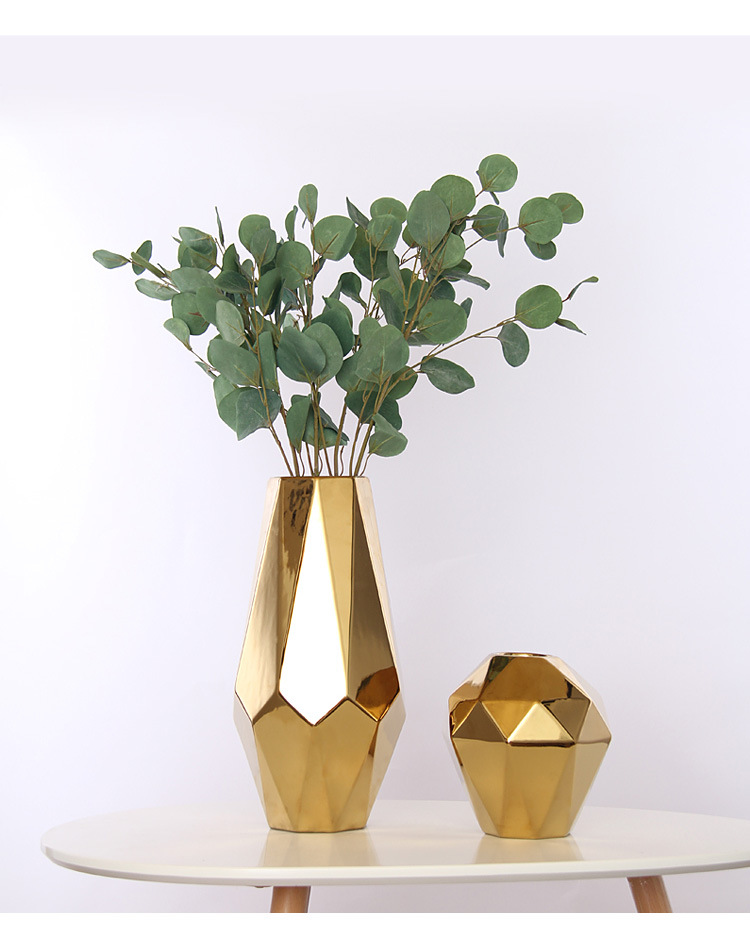 chinagoods light luxury electroplated simple Nordic noble gold geometric abstract hotel and home wine cabinets, TV cabinets, dining room and living room ceramic vases, soft decoration ornaments pic 5