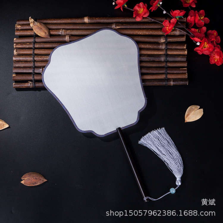 黑檀木真丝宫扇熟娟矾娟工笔手绘圆扇宫廷扇空白团扇DIY刺绣古典详情20