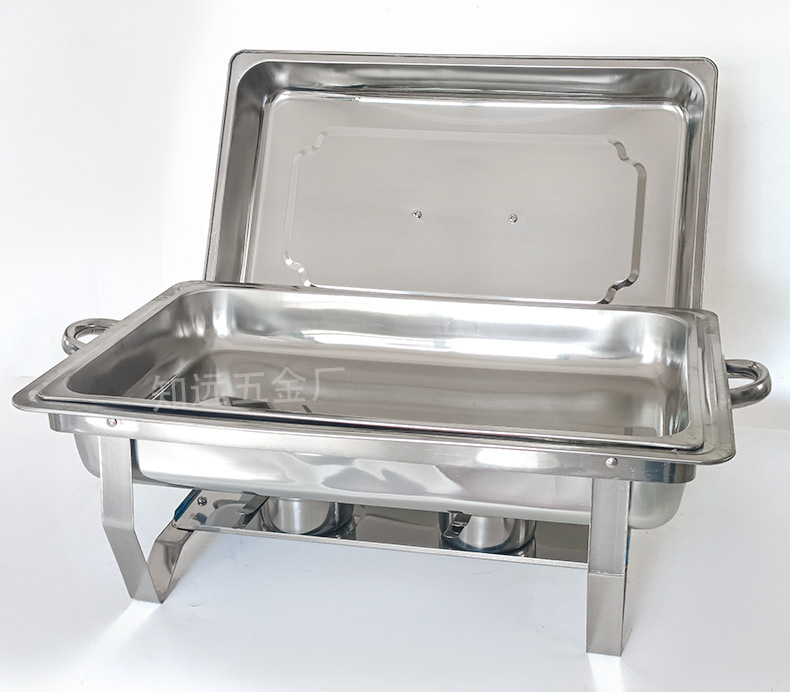 跨境货源不锈钢自助餐炉酒店餐厅商用加热容器可分格酒精保温炉具详情5