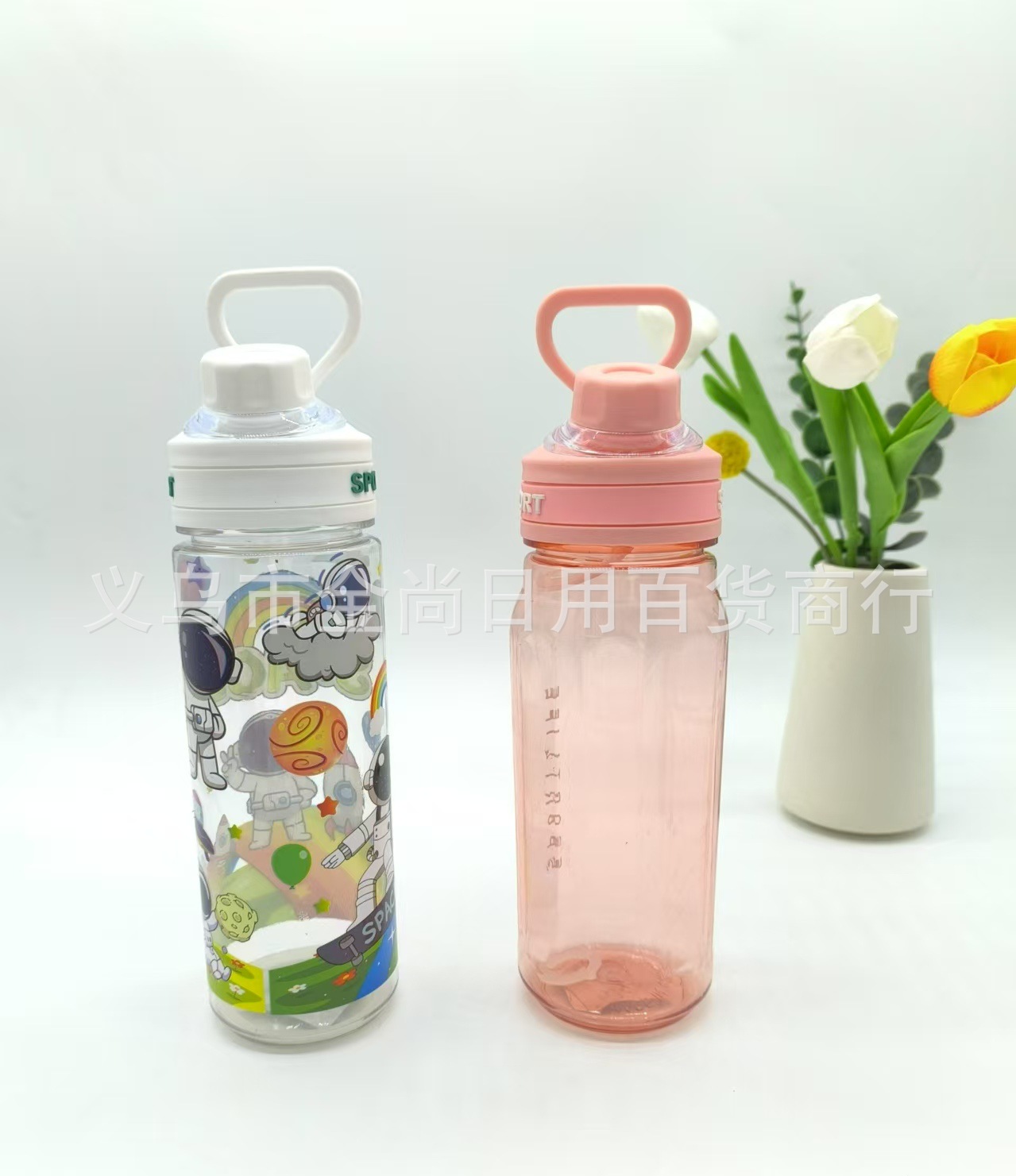 New popular water cup, large-capacity sports water bottle, fitness car portable handle, tea separator, student plastic cup pic 2