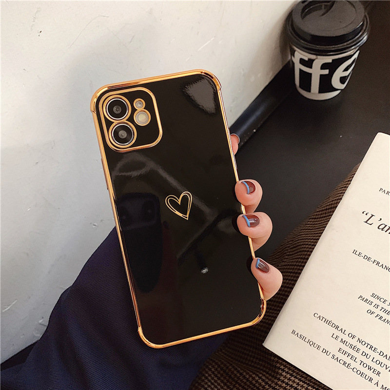 Heart-shaped electroplated phone case for iPhone15Promax and anti-drop laser-engraved protective case for Apple 14Pro pic 6