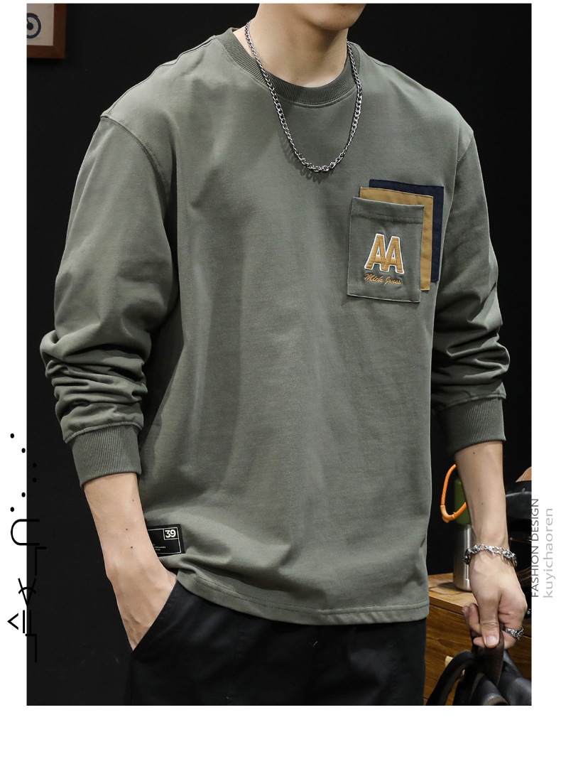 Sticky bag manga larga camiseta hombre holgado tallas grandes primavera 2024 nuevo estilo hombre heavy pound cuello redondo ropa primavera/otoño pic 13