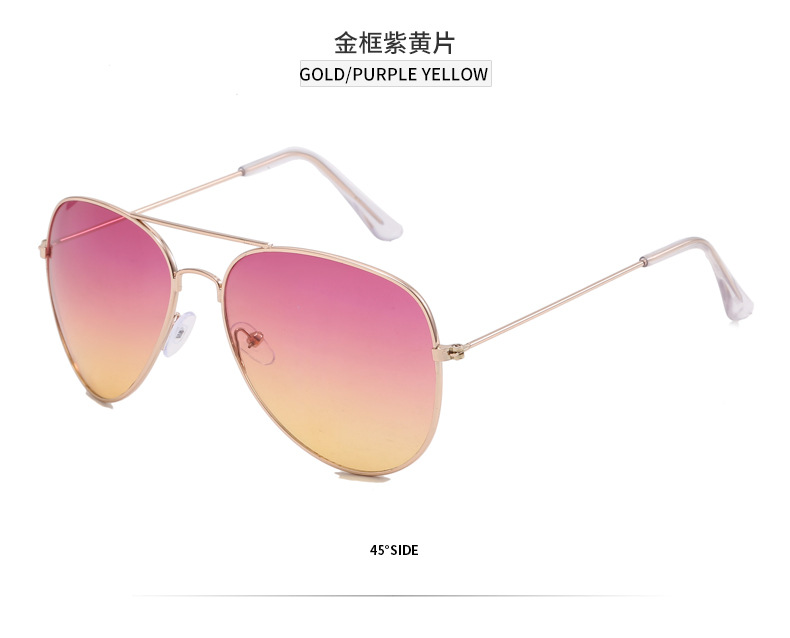 工厂批发男款时尚金属框太阳镜多色商务风飞行员蛤蟆通用款墨镜详情9