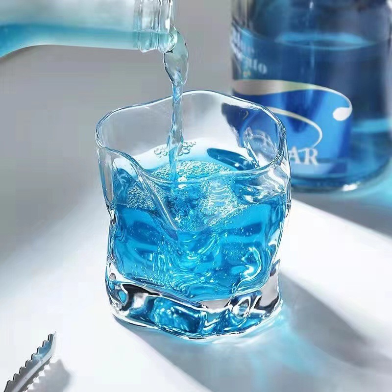High appearance level twisty cup, ins style whisky transparent wine glass, home glass cup, popular origami cup, irregular-shaped water cup pic 5