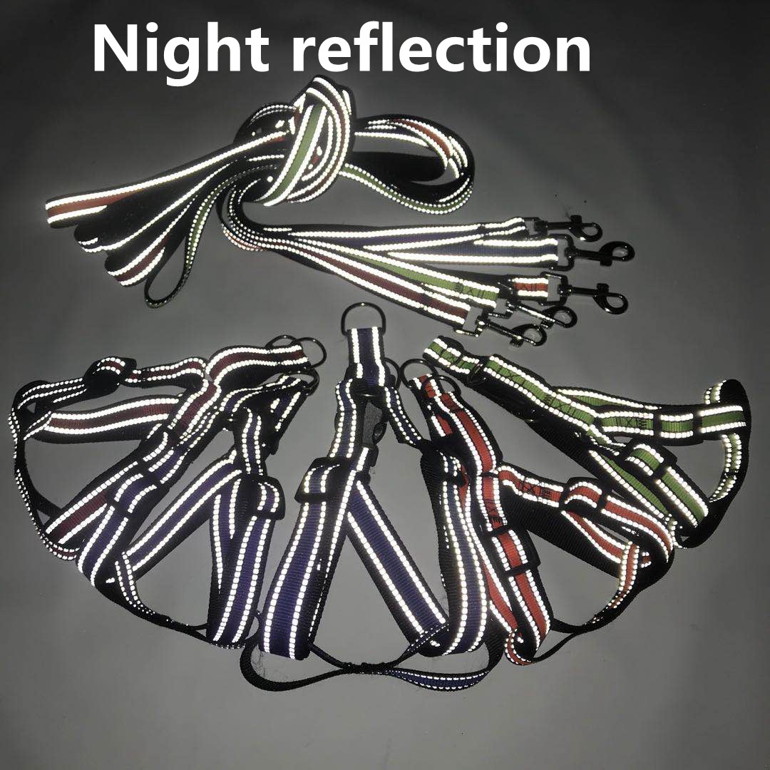 Pet dog leash, double-line reflective silk nylon leash, chest and back strap, small and medium-sized dog walking leash, dog chain, collar pic 17